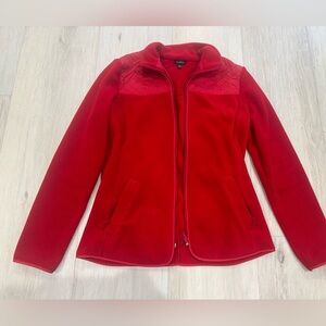 Talbots Red Fleece Womens Jacket Sweatshirt Full Zipper Pockets XS
